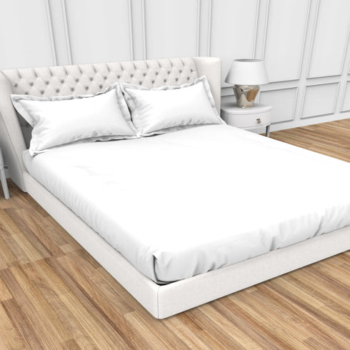 Alley Solid 100% Cotton 300 TC Fitted Sheet with 2 Pillow covers- Extra Soft - Easy Care- Hyperallergenic